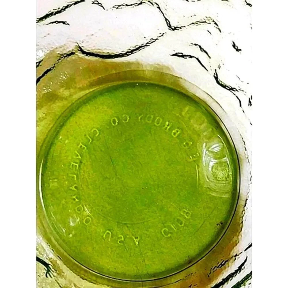 VINTAGE EO BRODY GREEN CRINKLE TEXTURED GLASS BOWL 5 x 5.5 G 108
